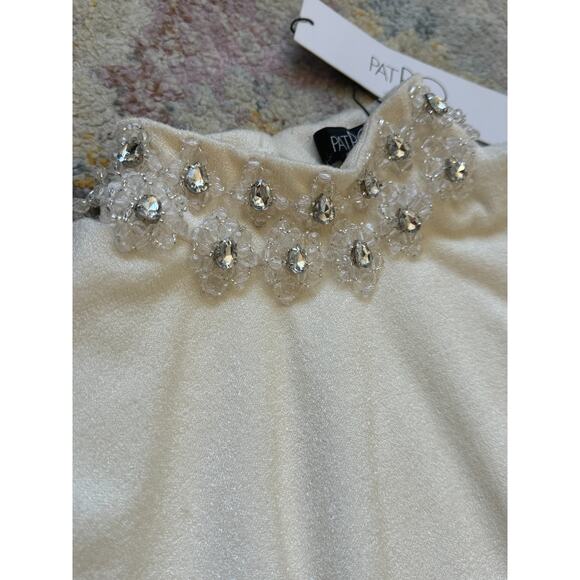 PatBO Hand Crystal Beaded High Neck Long Sleeve Mini Dress - Picture 10 of 16